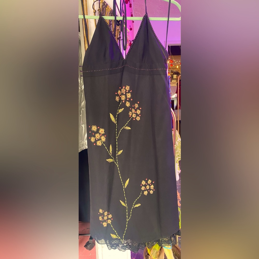 Vintage y2k beaded halter dress